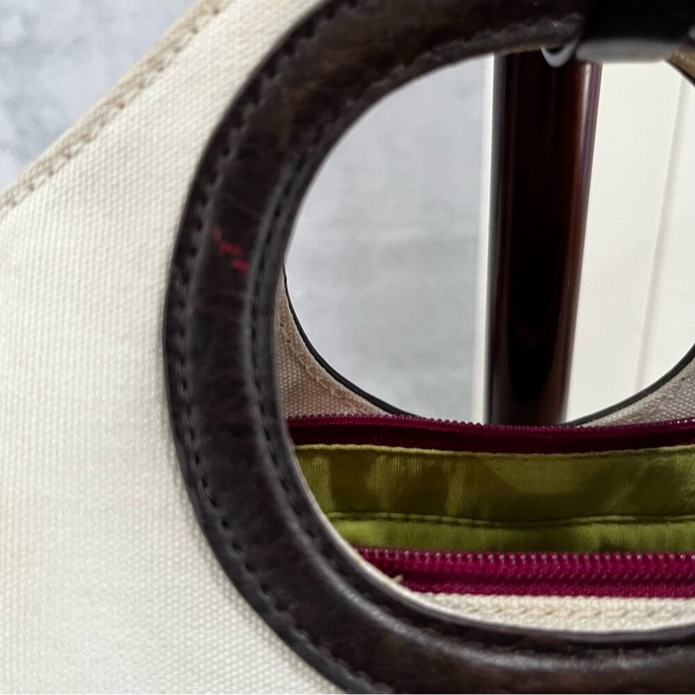 NEW Benetton Classic City Traveler Flower Crossbody Handbag Cotton Suede Leather - Picture 13 of 16